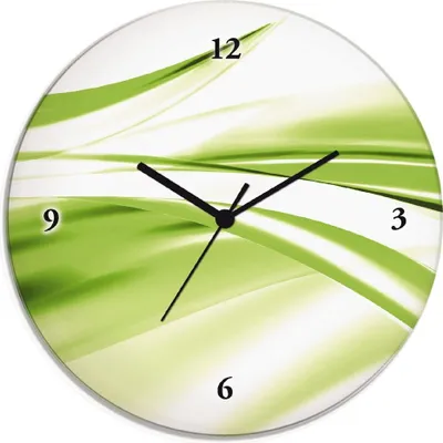 Produktbild von ARTland Glas Wanduhr Quarzuhr - schwarzer Zeiger Schöne grüne Welle - Abstrakt Größe: 30x30 cm