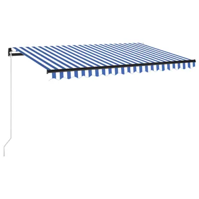 Produktbild von vidaXL Markise Manuell Einziehbar mit LED 400x350 cm Blau und Weiß