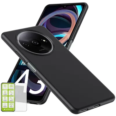 Obrázok produktu pre Silikónové puzdro pre Xiaomi Redmi A3 H9, sklenené puzdro na mobil, čierne puzdro, kryt