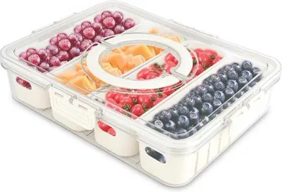 Produktbild von Famanu Snackbox mit Deckel - Snackorganizer mit 4 Fächern