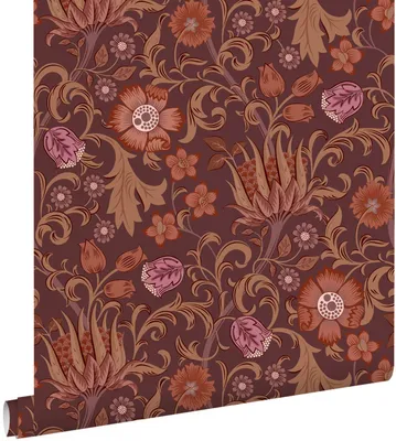 Produktbild von ESTAhome Tapete Blumenmuster Lila und Terrakotta 50 x 900 cm