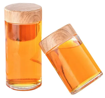 Honinggläser Set 2 Stück mit Holzlöffel, 360 ml, transparent