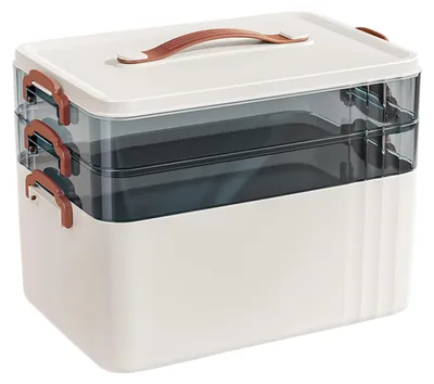 Medikamentenbox 3-stufig, transparent, 31,5x22x24,5 cm, HIPS-Kunststoff