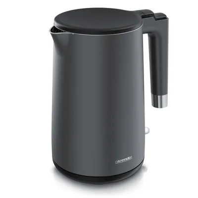 Produktbild von Arendo Wasserkocher Edelstahl CORE, 1,5L, 2000W, Doppelwand, BPA-frei, Cool-Touch, 360°-Basis, LED, Überhitzungsschutz, grau matt