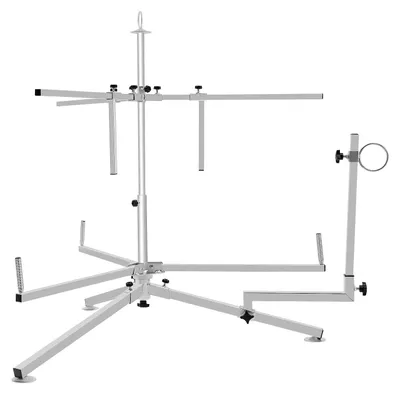 Image de Enrouleur de tubes PEX - Trépied - Acier galvanisé - Capacité de charge : 200 kg - Hauteur réglable de 75 à 100 cm - 3 paliers de réglage : 20, 40 et 65 cm - Argent