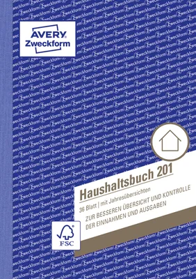 Image de Avery Zweckform® 201 201 Livre de comptes, DIN A5, avec aperçu annuel, 36 feuilles, blanc