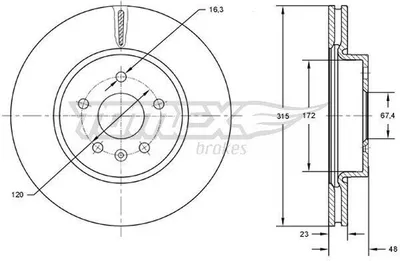 Produktbild von 2x TOMEX brakes Bremsscheibe TX 72-97 hinten für OPEL INSIGNIA Caravan INSIGNIA