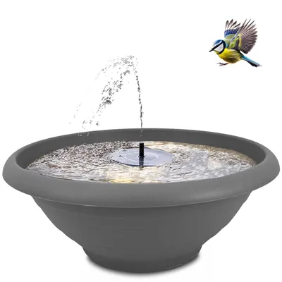 Produktbild von XXL Solar-Brunnen Set für draußen - große 60 cm Schale grau