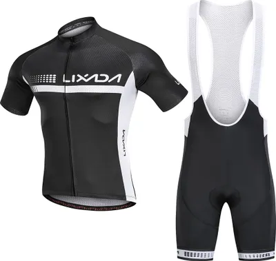 Produktbild von Lixada Sommer Radtrikot Set Kurzarm Fahrradhemd und gepolsterte Traegerhose Atmungsaktiv MTB Fahrradfahren Radfahren Radanzug
