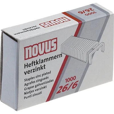 Produktbild von NOVUS Heftklammern 26/6, Kapazität 25 Blatt, Schenkellänge 6 mm, 1000er