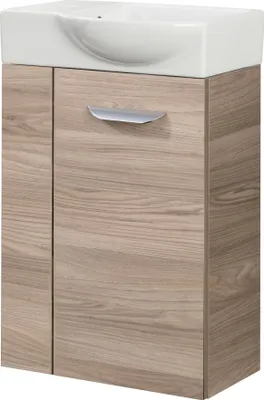 Produktbild von Fackelmann SBC LUXOR Gäste WC Set 2-teilig 45 cm, Braun hell, rechts, Keramik Hahnloch links