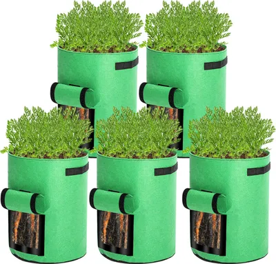 Produktbild von Lospitch 5x Pflanzsack Pflanzkörbe Pflanzen Tasche Pflanzbeutel mit Fenster 15L
