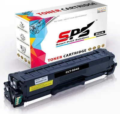 A black toner cartridge and its packaging are displayed against a white background.