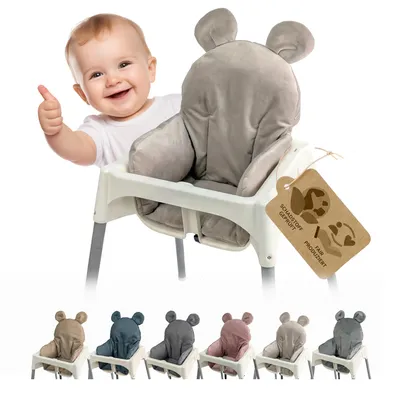 Produktbild von Sitzbezug Kissen Ersatzbezug Bezug kompatibel mit Ikea Hochstuhl Antilop - weich, waschbar - Sitzverkleinerer - Hochstuhlkissen - Teddy (velour hgrau)