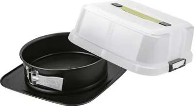 Produktbild von Zenker Bake, Click & Go 24er Springform mit Haube 24 x 8 cm Backform mit passendem Deckel für den direkten Transport Kuchenform zum Backen & Transportieren
