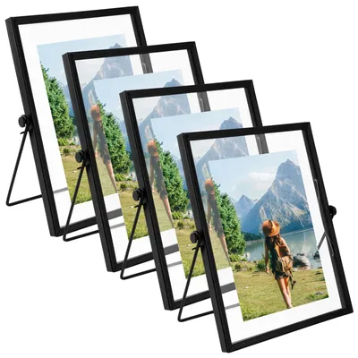 Image de Cadre photo 20x15 cm - Cadre photo noir - Cadre en verre - Cadre photo en métal - Décoration de bureau - 1 pièce - Cadre photo