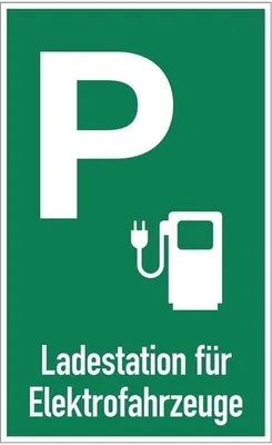 Produktbild von Parkplatzbeschilderung Ladestation fr Elektrofahrzeuge L400xB250 mm Aluminium grn/wei