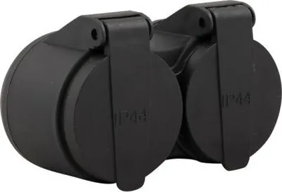 Produktbild von Doppelsteckdose 2-fach Steckdosenadapter mit Deckel IP44 für Außenbereich geeignet