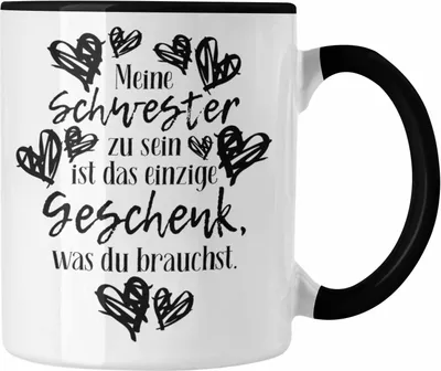 Produktbild von Trendation - Beste Schwester Tasse Spruch Geschenkidee Geburtstag Schwester von Schwester Bruder (Schwarz)