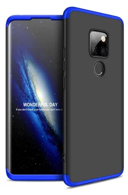 Produktbild von Hülle für Huawei Mate 20 360 Grad Schutz mit Displayglas Bumper Cover Mate 20 Farbe: Schwarz, Blau