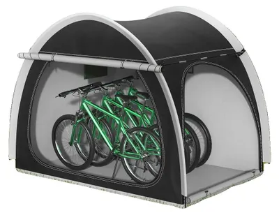 Produktbild von Fahrradunterstand, wasserdichtes Oxford-Gewebe, Abmessungen 200×150×170 cm, Platz für 4 Fahrräder, windstabil bis 70 km/h, werkzeugfreie Montage