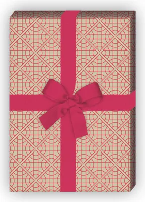 Produktbild von Vintage Kreis Geschenkpapier im geometrischen Retro Design, rosa - G8326, 32 x 48cm
