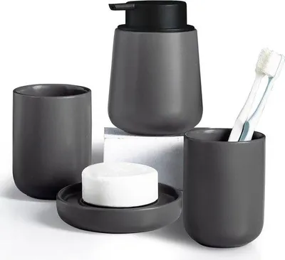Produktbild von Famanu Badezimmeraccessoires Set - 4 Teile - Grau