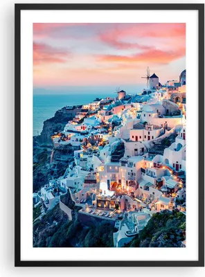 Produktbild von Gerahmtes Poster - Schwarzer Rahmen - Santorini Griechenland anzeigen - 50x70 cm - Wand Bild - Wanddeko - Wandbilder - Kunstposter - Wandposter - Bilderrahmen - Bilder - Kunstdruck - P2BPA50x70-4784