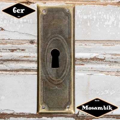 Produktbild von Schlüsselplatte,Serie "Mosambik",6er Pack  | Eisen in Messing pat. | H9,3xB3,1cm