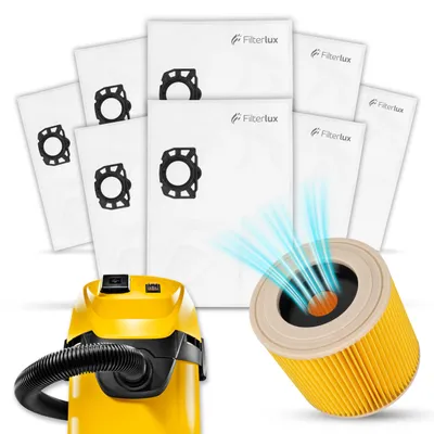 Produktbild von Staubsaugerbeutel Ersatz für Kärcher WD3 Beutel WD2 | KFI 357 | 8 + Filter