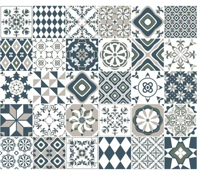 Image de Autocollants imitation carrelage pour la cuisine et la salle de bains – 30 autocollants imitation carrelage en ciment, Azulejos Donito – 30 autocollants, 10 x 10 cm