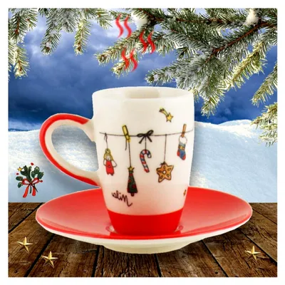 Produktbild von Mila Keramik Espresso-Tasse mit Untere Es Weihnachtet sehr
