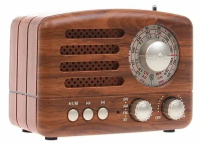 Produktbild von Drei Band Retro Radio AUX-IN Bluetooth USB/SD/TF MP3 mit Akku Holz Gehäuse