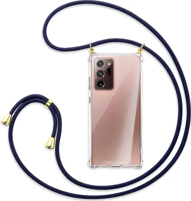 Produktbild von Handykette Backcover-Schutzhülle mit Band (Metall goldfarben) für Samsung Galaxy Note 20 Ultra - dunkelblau