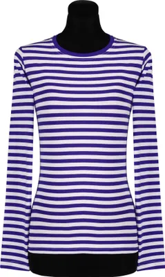 Produktbild von T2976-0402-S blau-weiß Damen Langarm tailliert Ringelshirt Gr.S=38