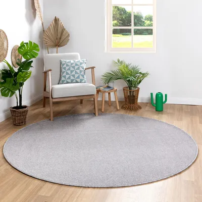 Produktbild von Steffensmeier Kurzflor Teppich Ibiza - Rund | Rund | Wohnzimmerteppich | modern | strapazierfähig und pflegeleicht | Grau| Größe: Ø 120 cm