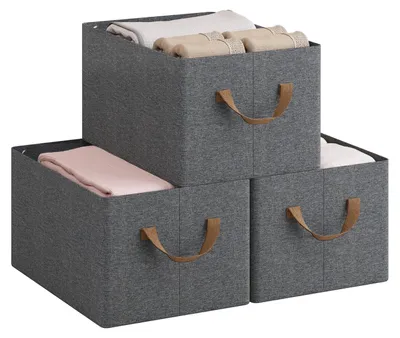 Produktbild von Stoff-Aufbewahrungsboxen - Kleiderorganizer - 3er-Set - Faltbar - Vliesstoff - 20 l - 37,5 x 20 x 26 cm