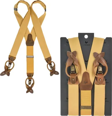 Produktbild von Sir Redman Hosenträger Work Service Herren Damen mit Clips und Lederlaschen für Knöpfe (ochre - ocker gelb)