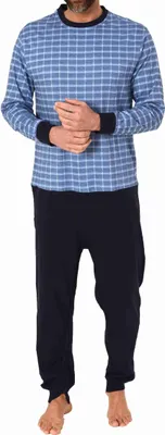 Produktbild von Herren Pflegeoverall langarm Einteiler Schlafanzug mit Reissverschluss am Rücken und Bein ; blau , XL