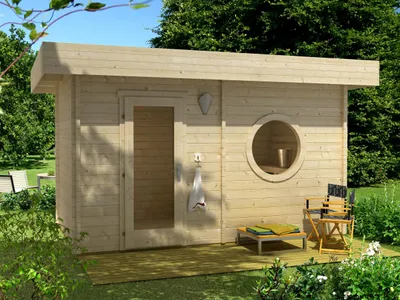 Produktbild von CARLSSON Saunahaus Cubus-70 C, 70 mm Wandstärke (411 x 244 cm)