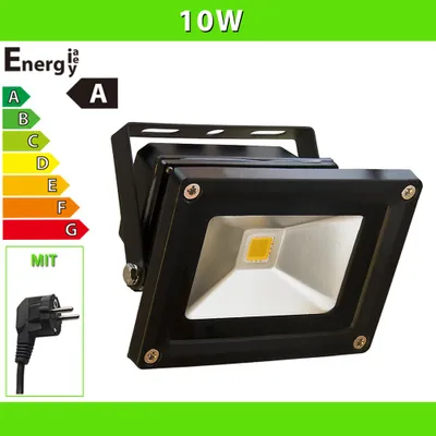 Produktbild von LEDVero® 10W LED Flutlicht Strahler Schwarz Kaltweiß mit Netzstecker IP65