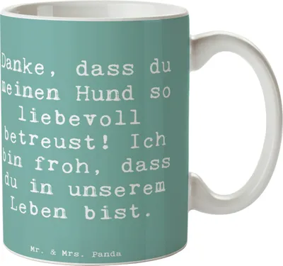 Produktbild von Mr. & Mrs. Panda Tasse Spruch Danke Hundesitter - Meeresbrise - Geschenk, Pott, sagen, Teetasse, Trinkbecher, Aufmerksamkeit, Handgefertigt, Hundebetreuung, Bedanken