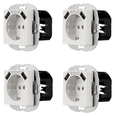 Produktbild von 4x REV Ritter Schuko Steckdosen mit 2x USB & Kindersicherung, Steckdose weiß 250V