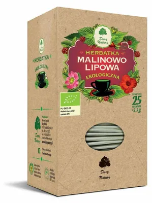 HERBATKA MALINOWO - LIPOWA BIO (25 x 2,5 g) 62,5 g - DARY NATURY