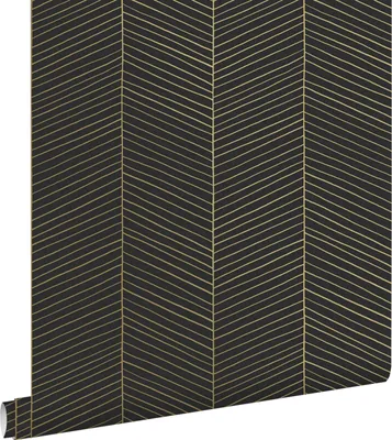 Immagine prodotto di ESTAhome carta da parati spina di pesce nero e oro 53 cm x 10.05 m