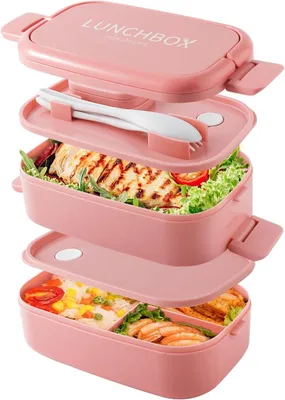 Produktbild von Bento Lunchbox 1500 ml, 4 Fächer, Auslaufsicher, Für Kinder, Mikrowelle, Spülmaschinenfest (Pure Pink)