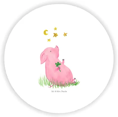 Produktbild von Mr. & Mrs. Panda Kühlschrankmagnet Schwein Glück - Weiß - Geschenk, Glücksbringer, Ziele, Motivation, Träume, magnet holz, whiteboardmagnet, Lustige Sprüche, Sterne