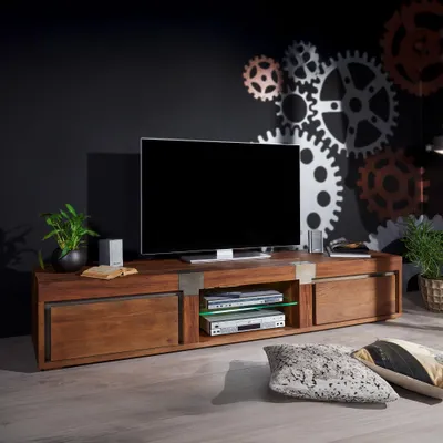 Immagine prodotto di MASSIVMOEBEL24 | mobile TV in legno di Mango 205x48x39 marrone laccato AMSTERDAM #02