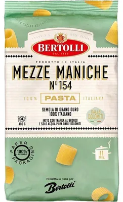 Produktbild von Bertolli Pasta Mezze Maniche No. 154, 400g – Italienische Hartweizengrießpasta