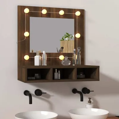 Produktbild von ZMH Spiegelschrank mit LED Braun Eichen-Optik 60x31,5x62 cm